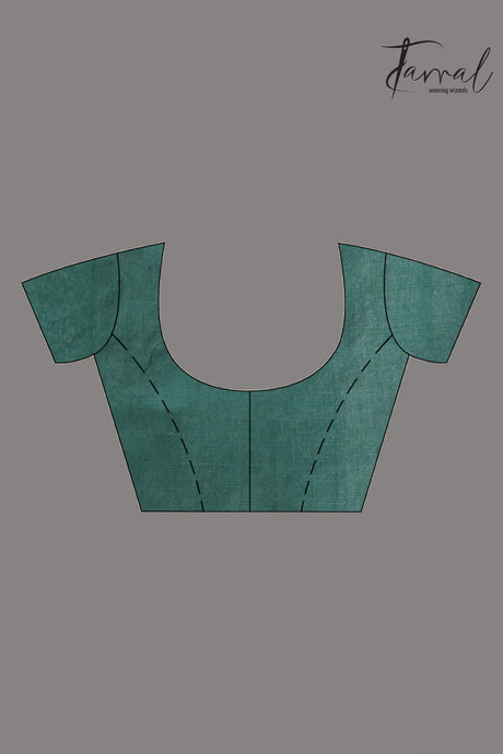 Bamboo green zari border silk cotton handwoven jamdani saree