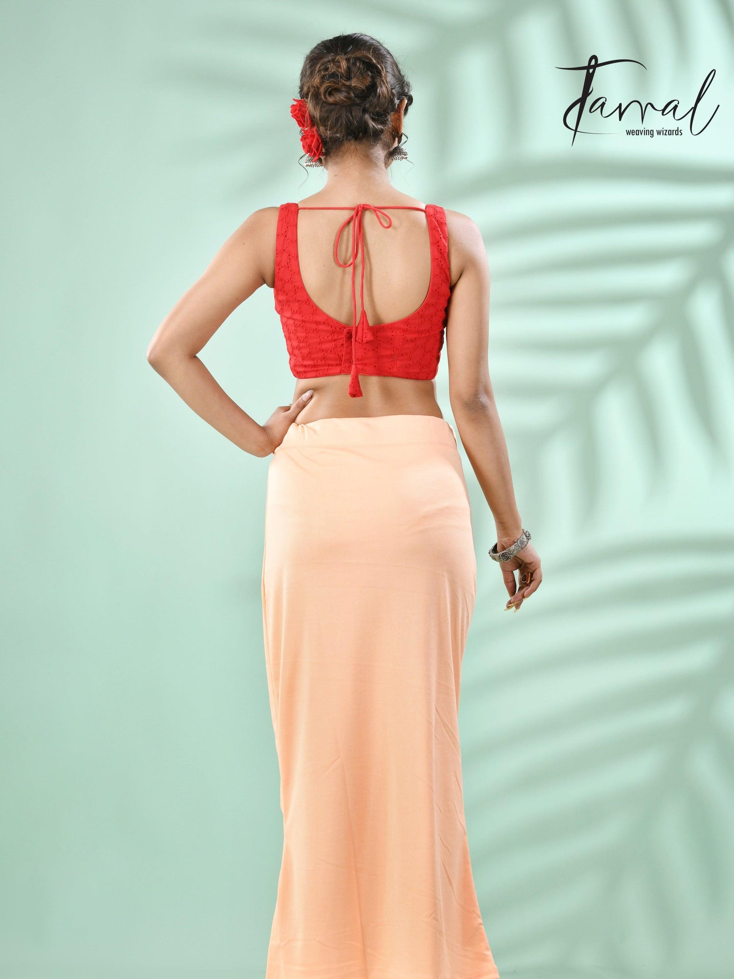 Beige Color Fish Cutting Lycra Stretchable Free Size Petticoat back