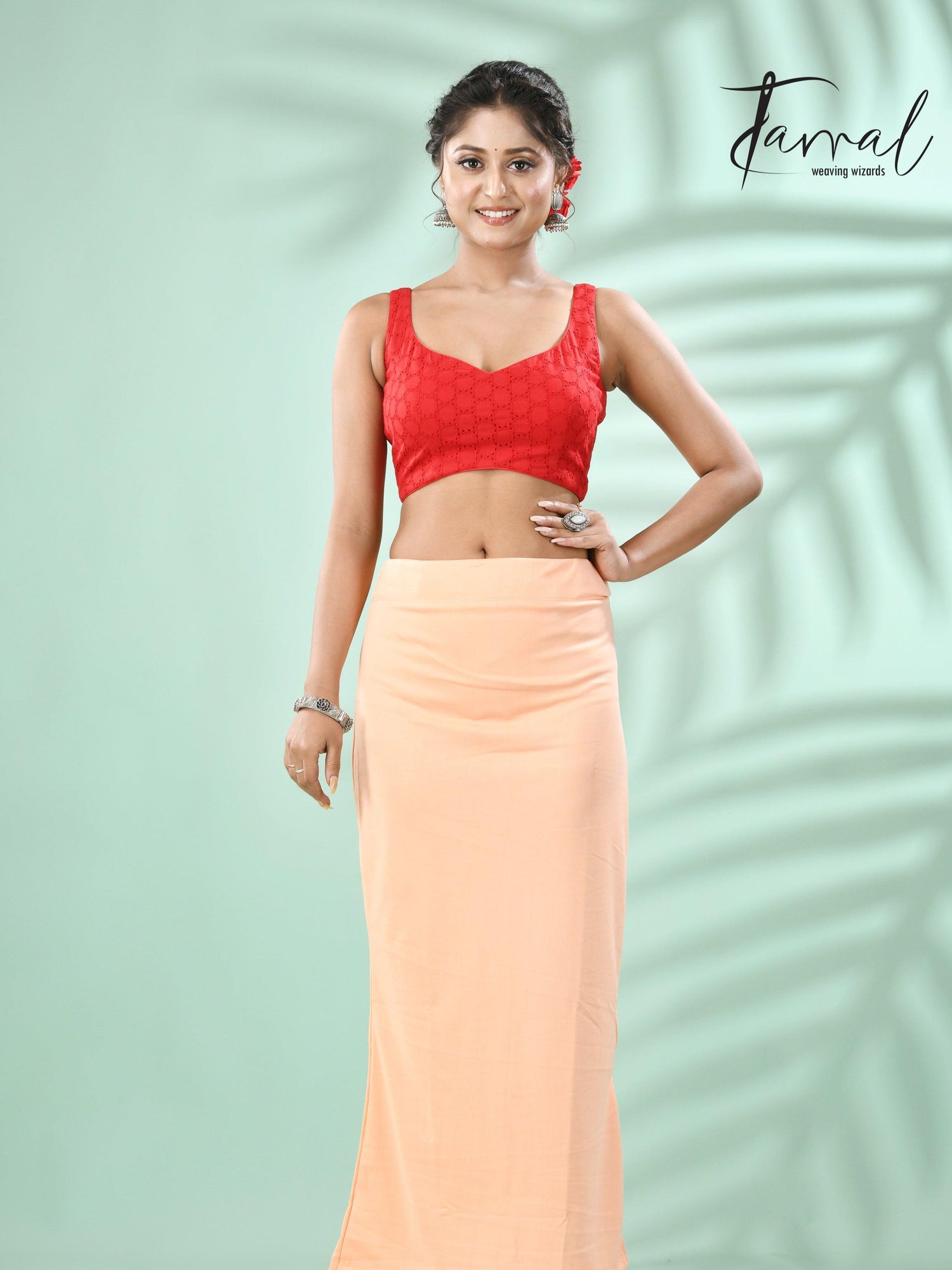 Beige Color Fish Cutting Lycra Stretchable Free Size Petticoat full2