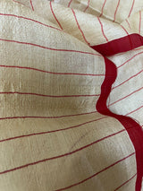 Beige with red border dhakai jamdani tussar silk handwoven jamdani saree - Tamal Boutique