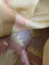 Beige with red border dhakai jamdani tussar silk handwoven jamdani saree - Tamal Boutique