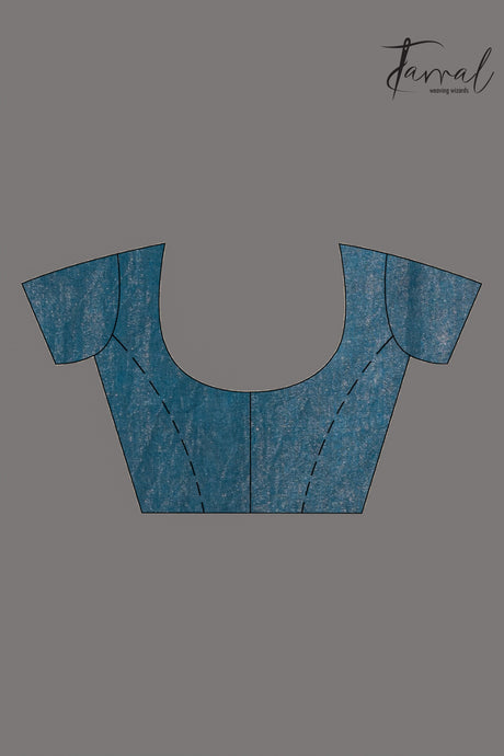 Black Pallu Tissue Matka Handloom Jamdani Saree in Peacock Blue blouse