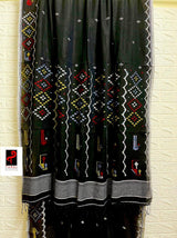 Black colour cotton traditional handwoven jamadani saree - Tamal Boutique