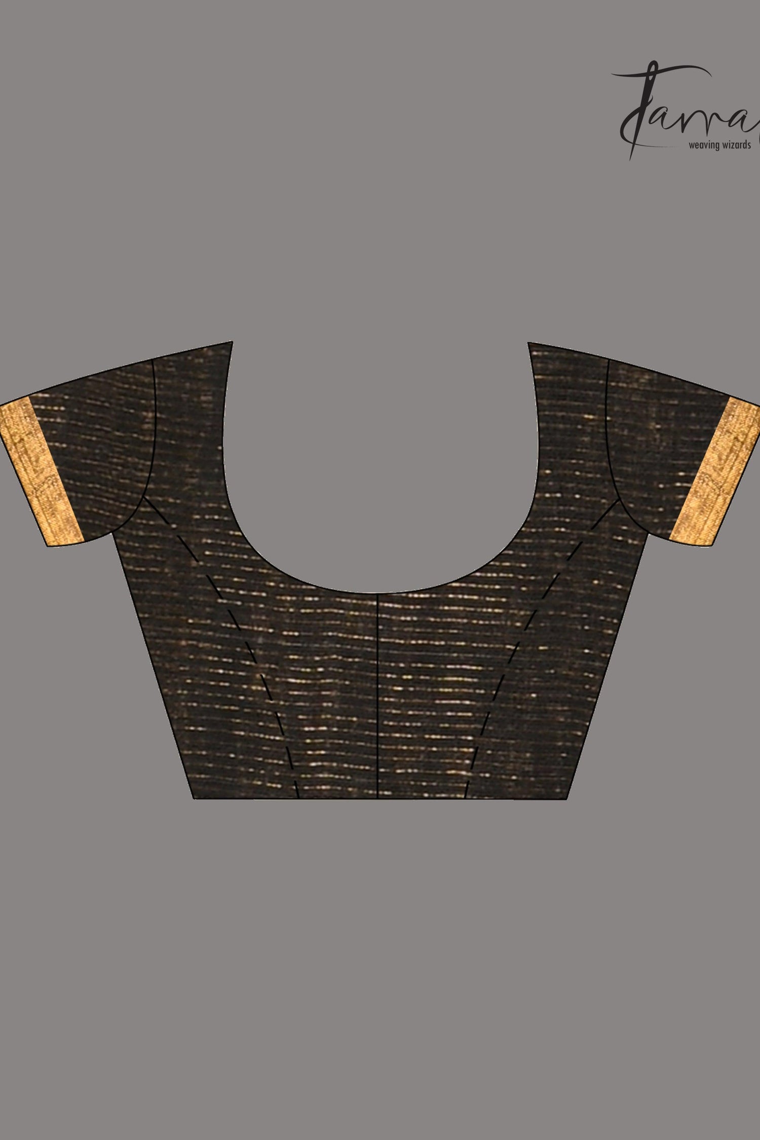 Black tissue linen temple floral design handwoven jamdani saree blouse