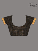 Black tissue linen temple floral design handwoven jamdani saree blouse