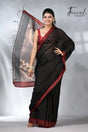 Black with red color border pure tissue linen handloom saree