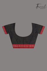 Black with red color border pure tissue linen handloom saree