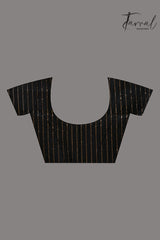 Black with silver & golden silk linen handwoven jamdani saree