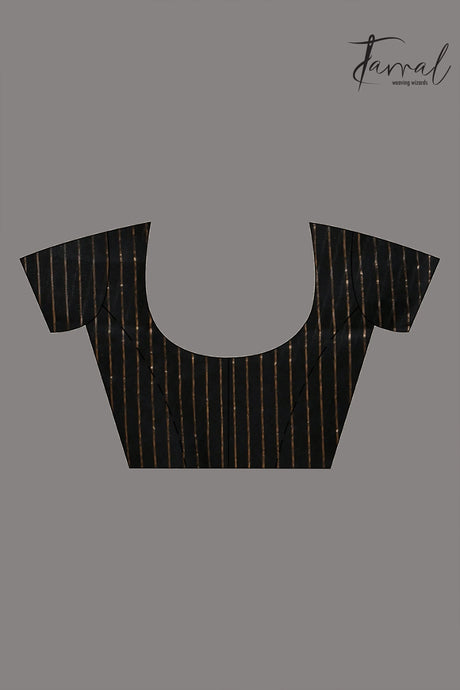 Black with silver & golden silk linen handwoven jamdani saree