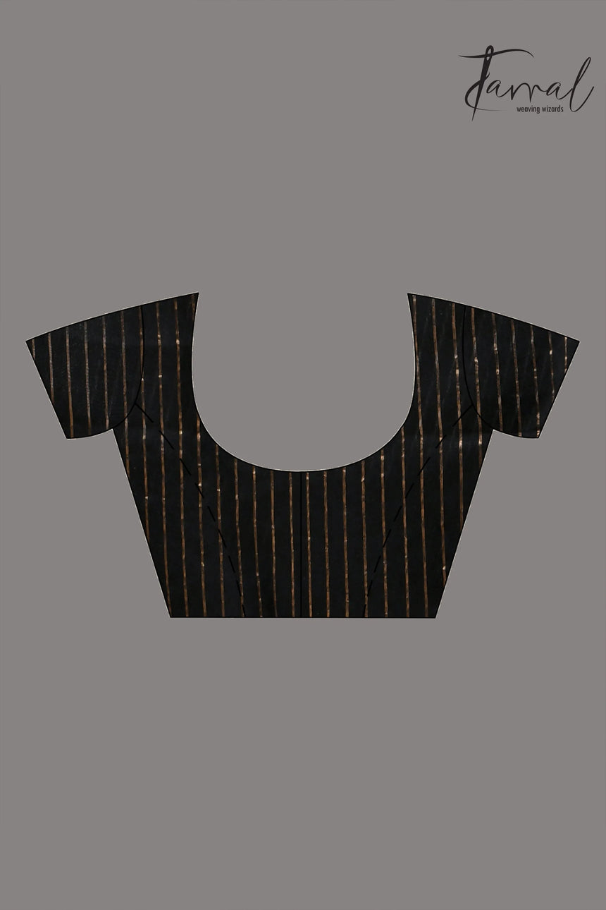 Black with silver & golden silk linen handwoven jamdani saree