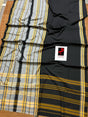 Black with ash and yellow dhonekhali cotton handloom saree - Tamal Boutique