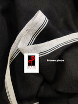 Black with white border fish motifs cotton handwoven jamdani saree - Tamal Boutique