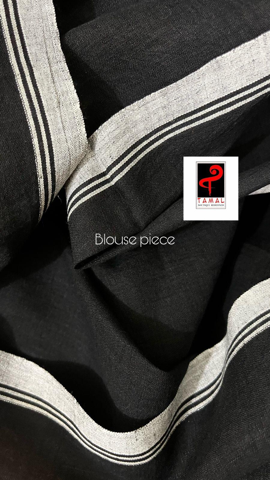 Black with white diamond motifs cotton handwoven jamdani saree