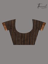 Black with zari border silk linen handwoven needle work Jamdani saree blouse