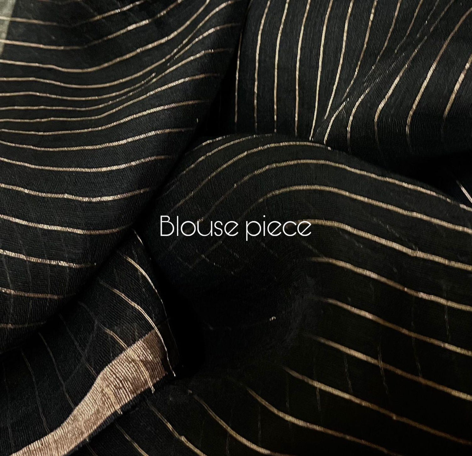 Black with golden zari border silk linen half & half handwoven jamdani saree - Tamal Boutique