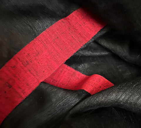 Black with red border Matka silk handwoven jamdani saree