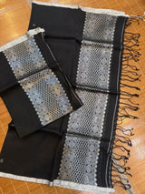 Black with silver zari work handloom Kurti & Dupatta set
