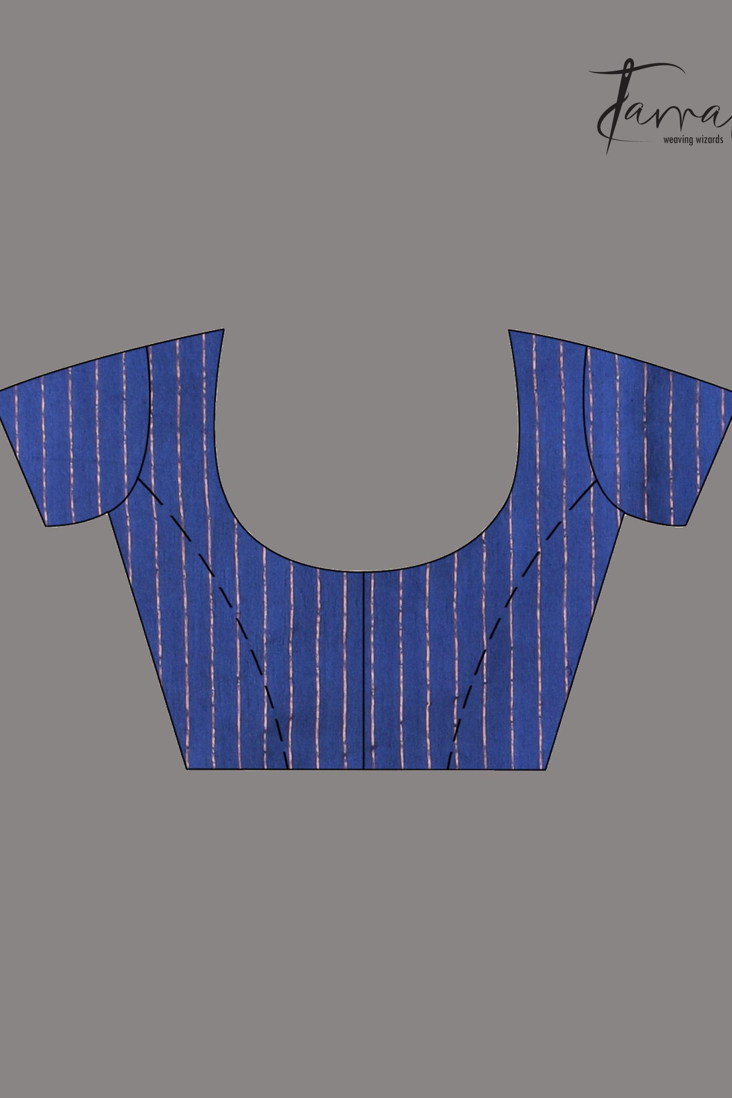 Blue self silk linen handwoven jamdani saree - Tamal Boutique