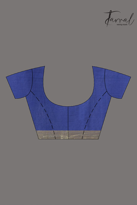 Blue with the golden zari and Mangal Giri cotton handloom saree bouse