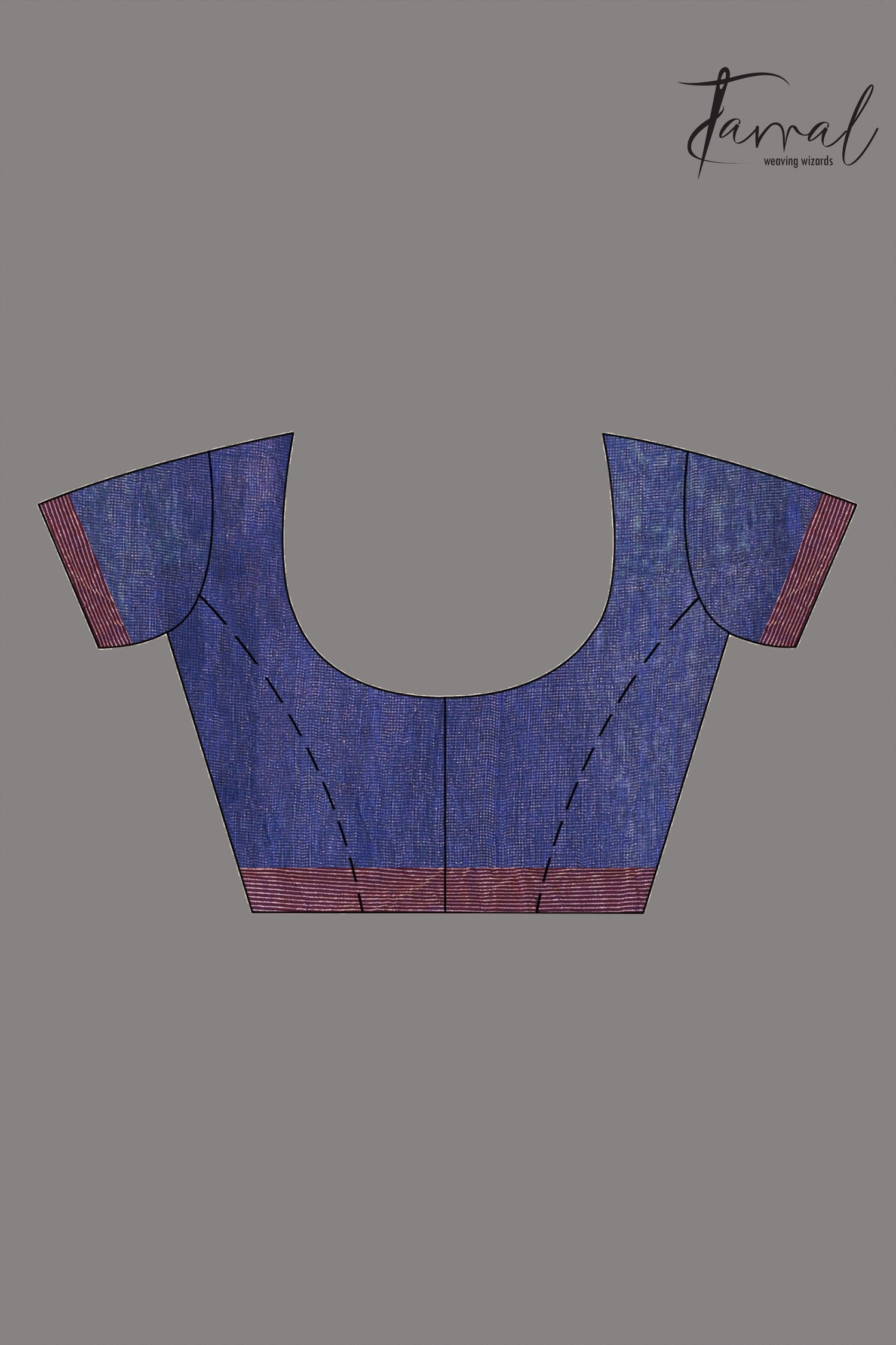 Blue with red border pure tissue linen handloom saree - Tamal Boutique