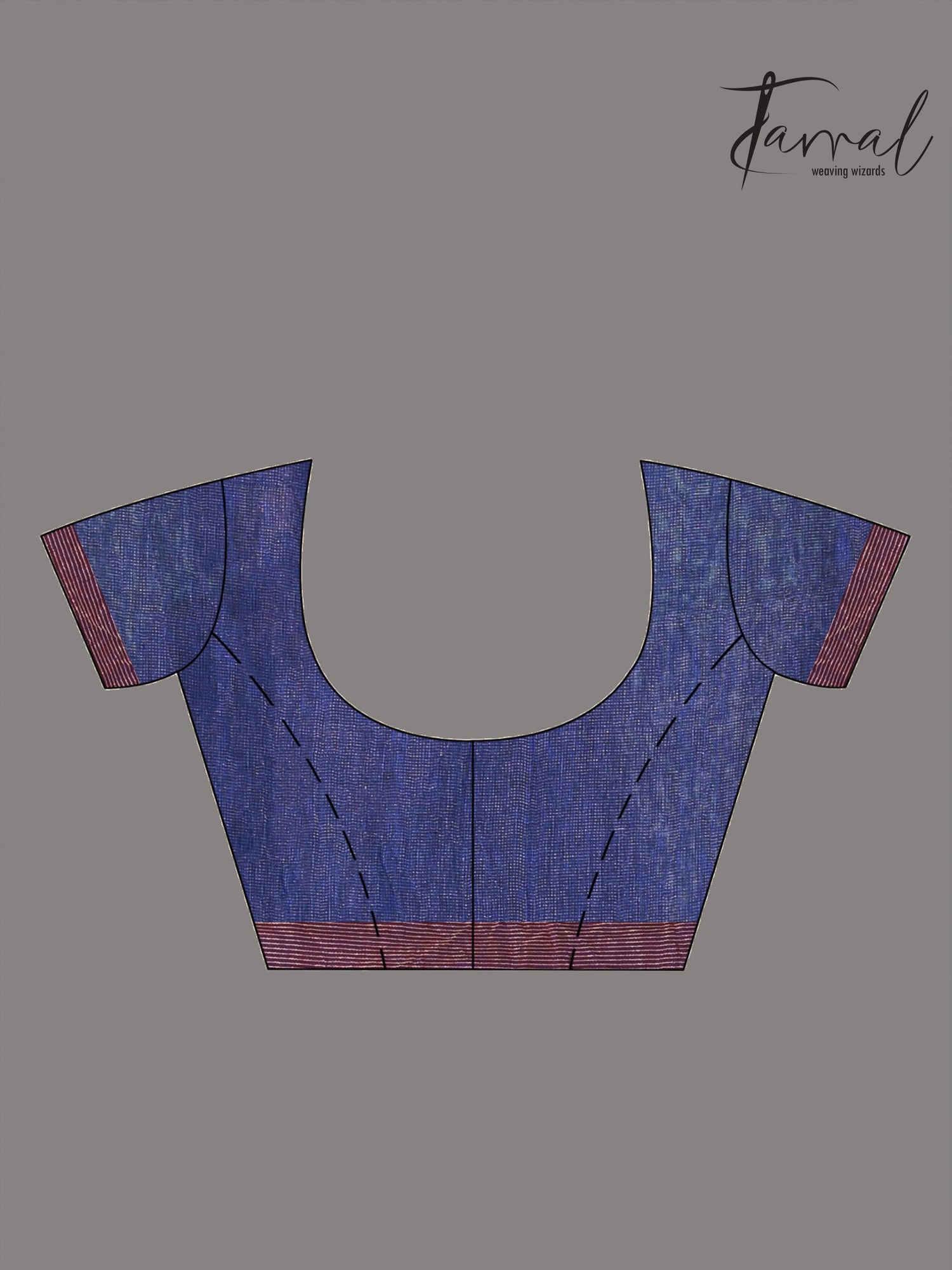 Blue with red border pure tissue linen handloom saree - Tamal Boutique