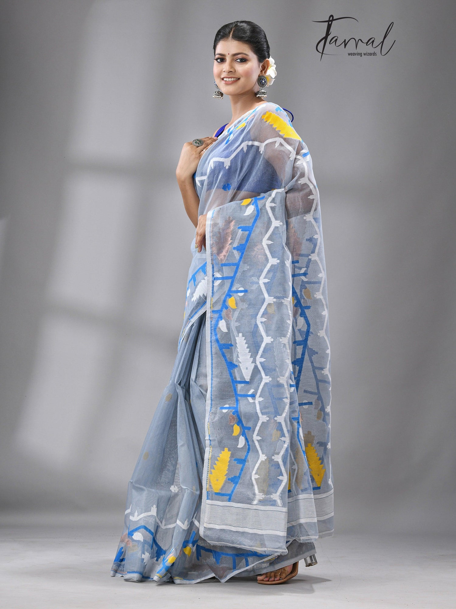 jamdani saree, jamdani, handloom, handwoven, saree, silk, dhakai, weaving, kolkatasaree, tamalboutique