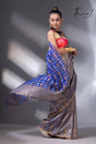 Blueish grey with blue pallu matka silk handwoven jamdani saree3