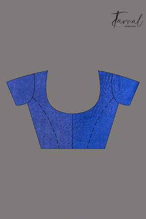 Blueish grey with blue pallu matka silk handwoven jamdani saree blouse