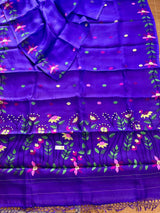 Basant Bahaar Neelashri muslin silk handwoven jamdani saree - Tamal Boutique