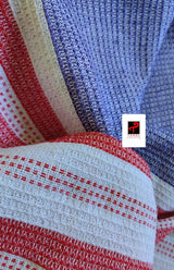 Blue with red hand crafted cotton towel ( single ) - Tamal Boutique