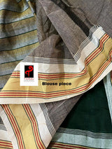 Bottle green with master yellow handloom fulia cotton saree - Tamal Boutique