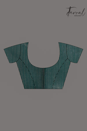 Bottle green with zari border traditional handwoven jamdani in muslin silk - Tamal Boutique