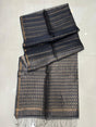 Charcoal black with zari border sequins handwoven saree - Tamal Boutique