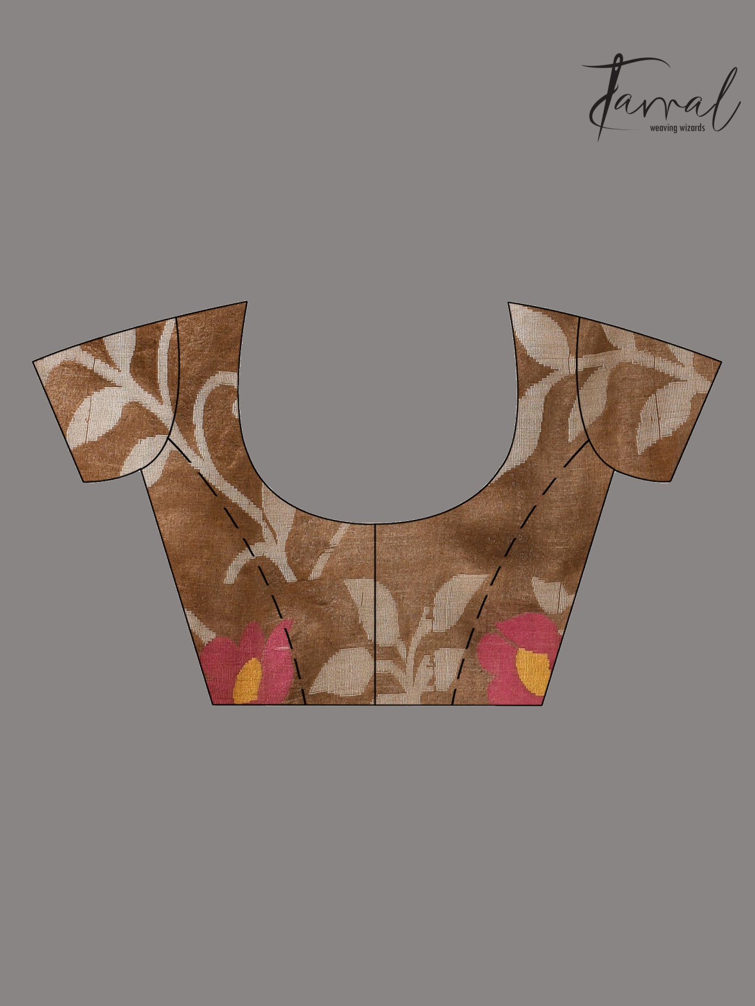 Chocolate brown allover tusser silk handloom jamdani saree