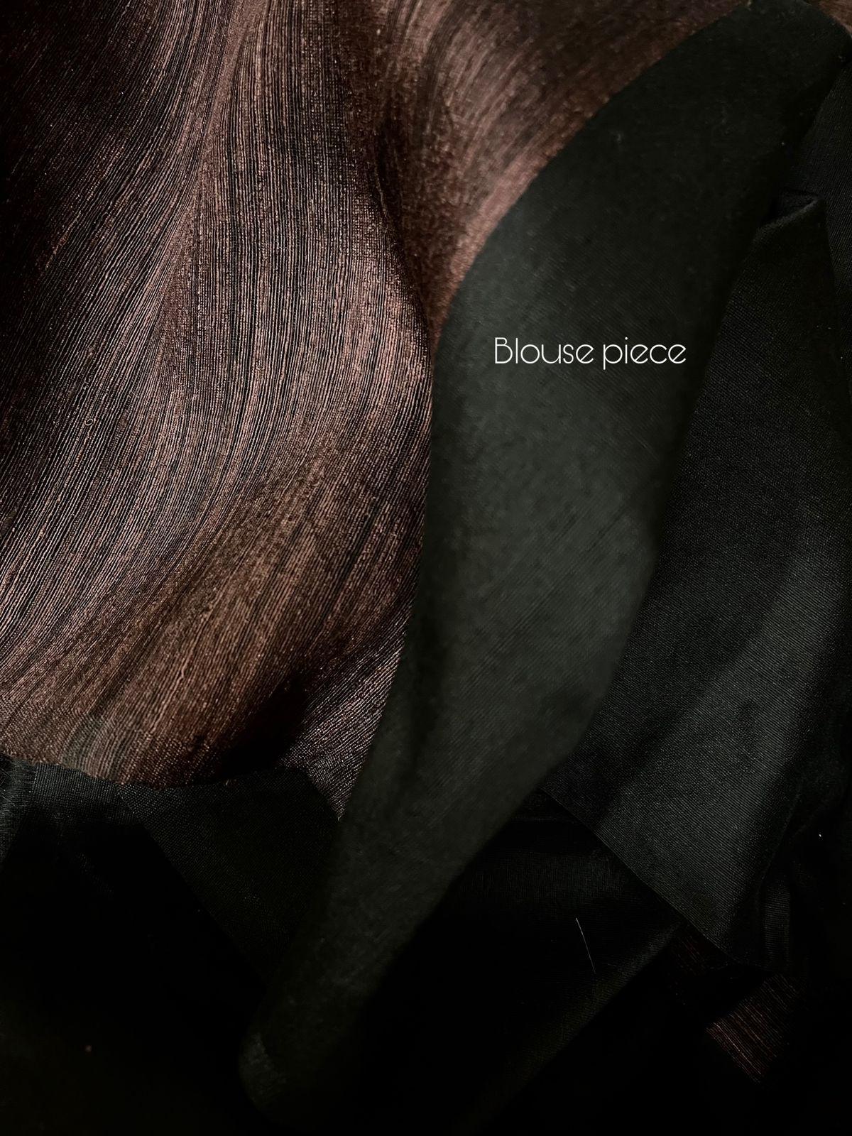 Chocolate brown with golden zari alpana motifs matka silk handwoven jamdani saree - Tamal Boutique