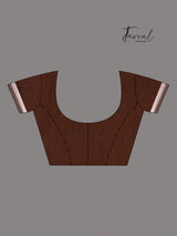 Chocolate brown with white combination pure cotton coin pallu handwoven jamdani saree - Tamal Boutique