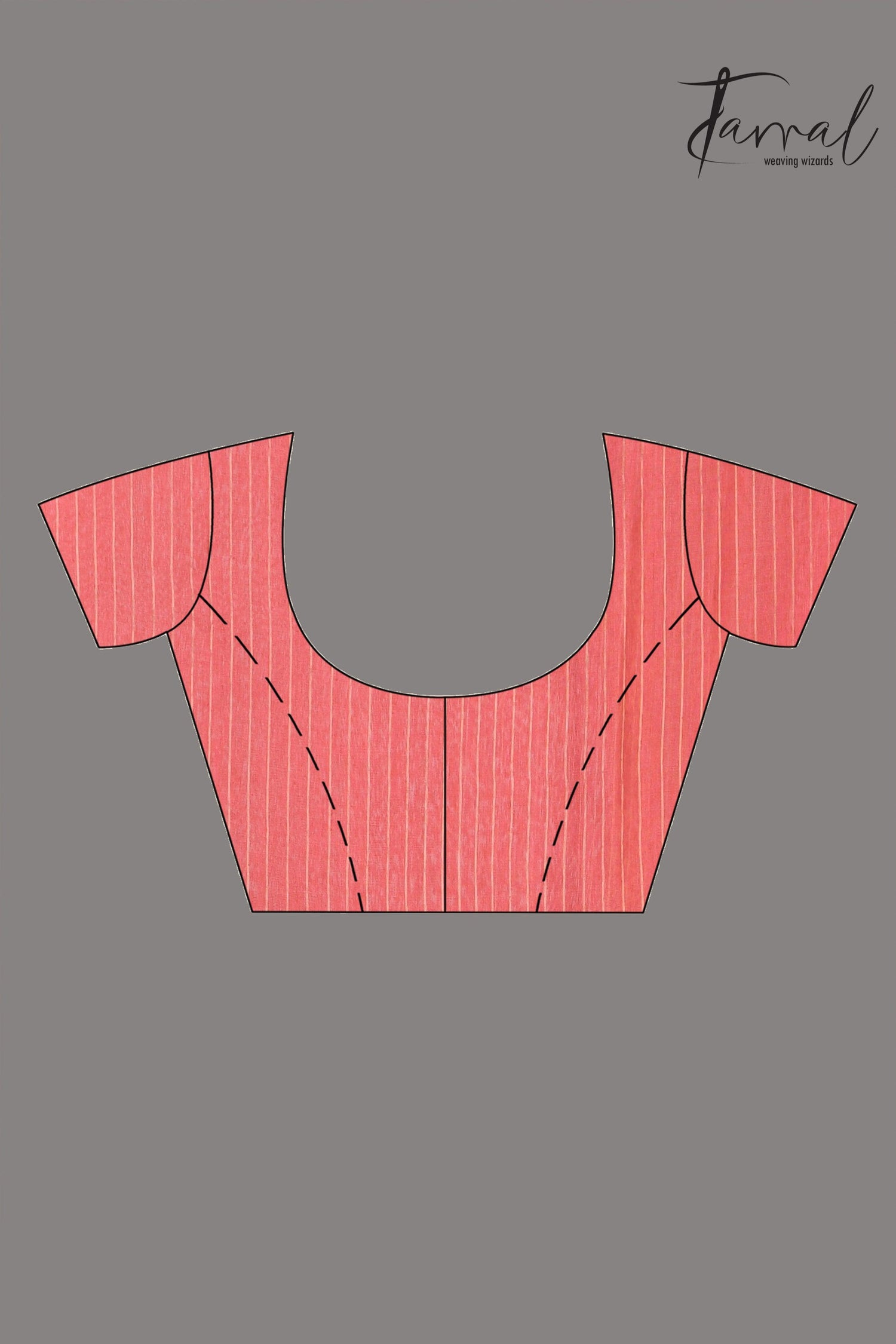 Coral Pink Handwoven Jamdani Saree with White & Golden Lotus Motif blouse