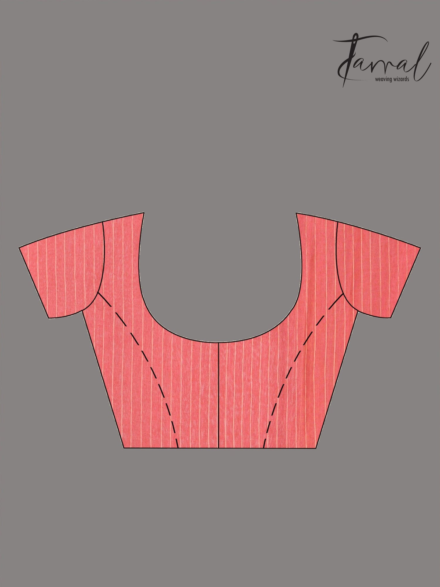 Coral Pink Handwoven Jamdani Saree with White & Golden Lotus Motif blouse