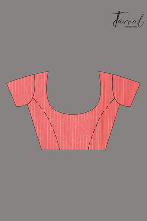 Coral Pink Handwoven Jamdani Saree with White & Golden Lotus Motif blouse