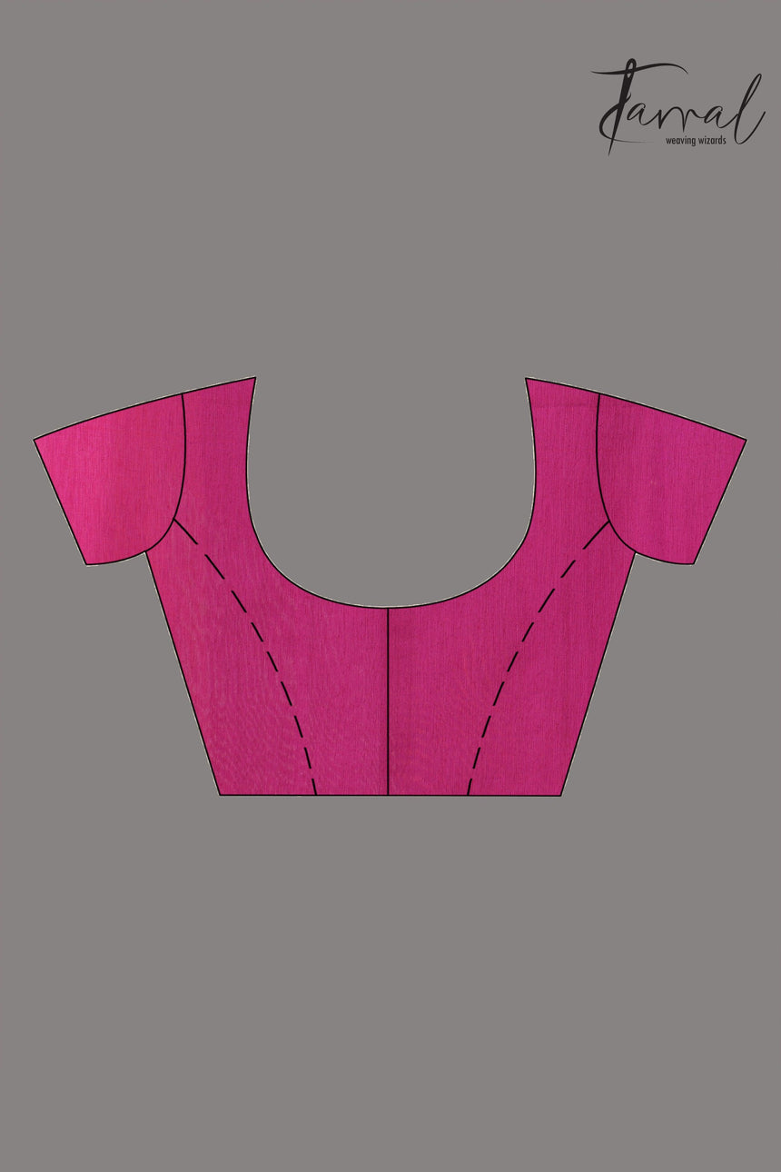 Coral pink lotus silk linen handwoven jamdani saree blouse