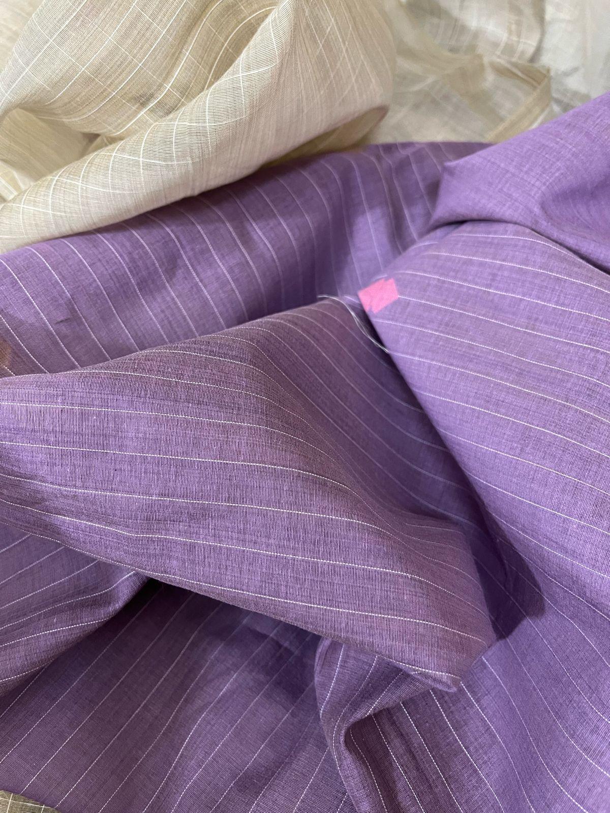 Cream colour with pink & purple floral handloom silk cotton jamdani saree - Tamal Boutique