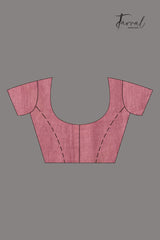 Onion Pink Colour Pure Linen Hand Block Printed Saree