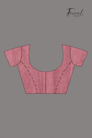 Onion Pink Colour Pure Linen Hand Block Printed Saree