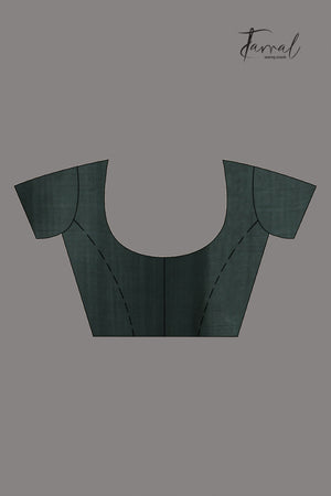 Charcoal Green Muslin Silk Jamdani Saree with Floral Motifs
