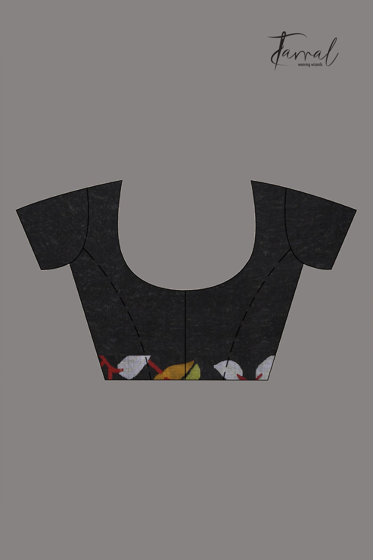 Black with multicolour Muslin Silk Jamdani Saree with Floral Motifs