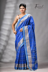 Royal Blue Raw Silk Pochampally Weaved Saree