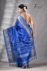 Royal Blue Raw Silk Pochampally Weaved Saree