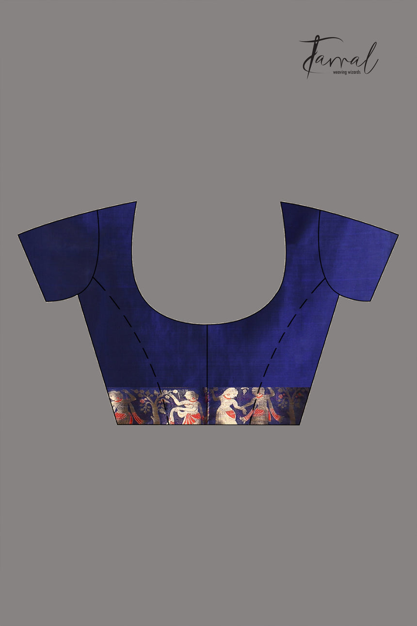 Blue bishnupri Katan swarnachari silk handloom saree