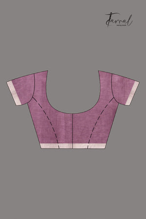 Magenta Colour Pure Linen Hand Block Printed Saree