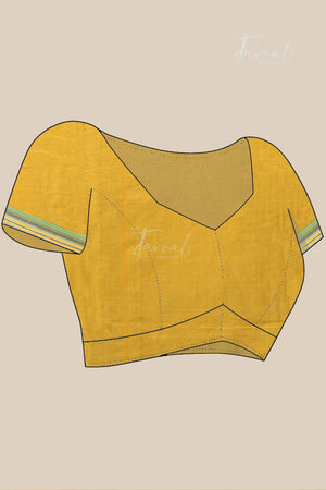 Yellow with green border pure cotton handloom bhujodi saree